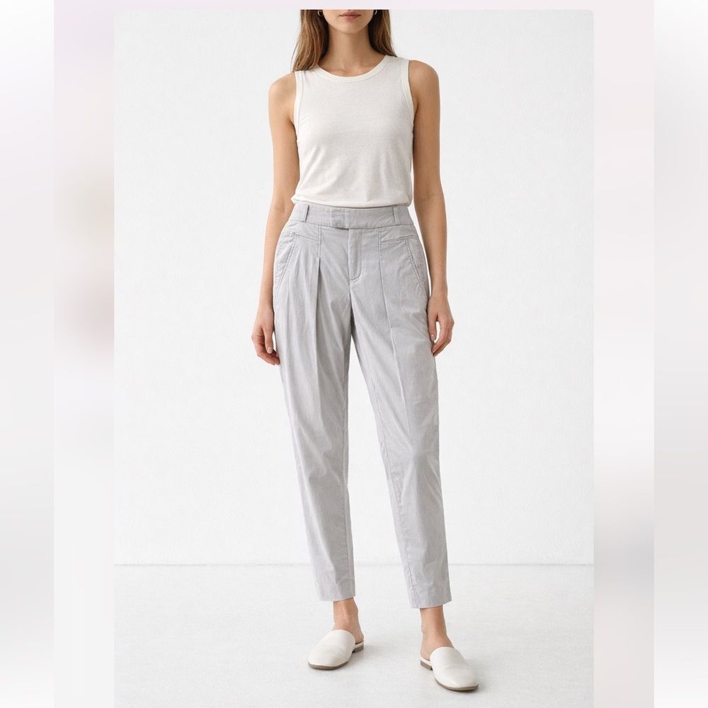 Helmut Lang Minimalist Pleated Tapered Pants in Light Gray 0